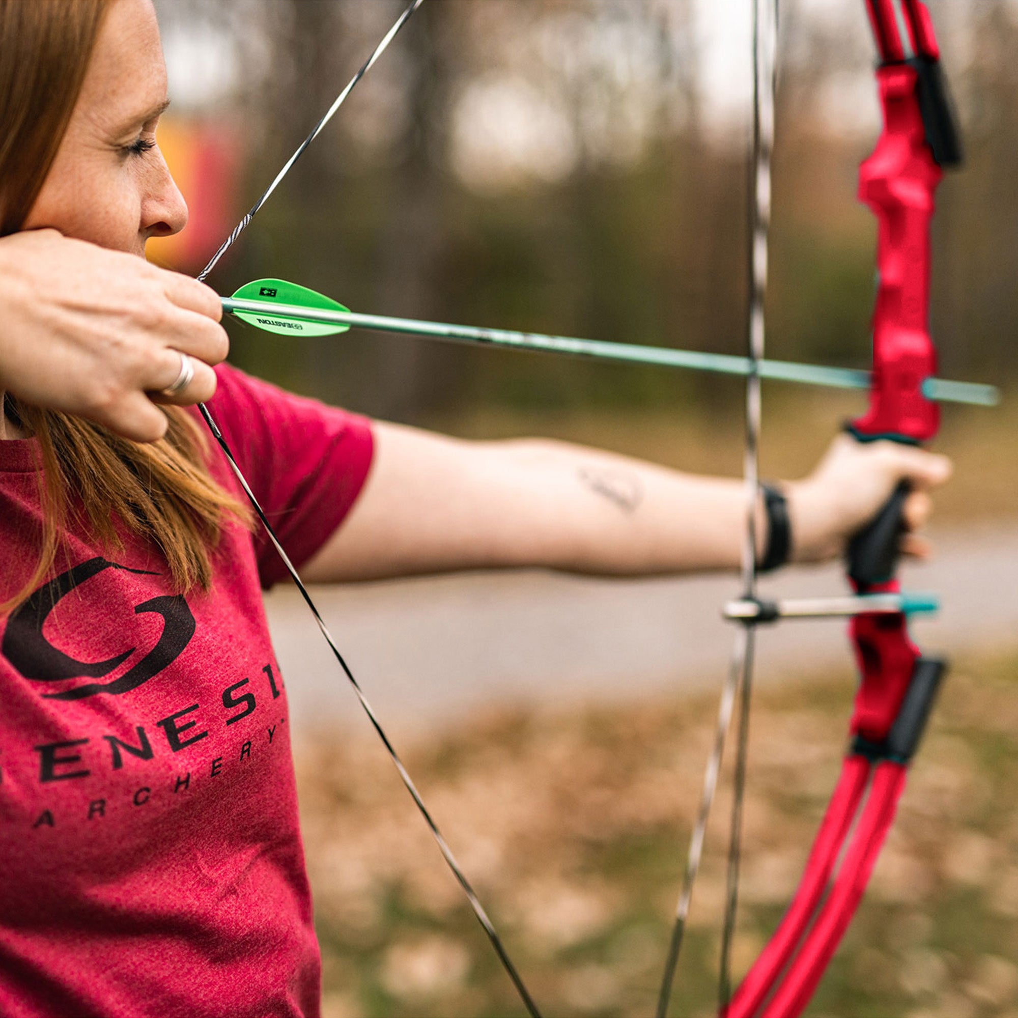 Genesis Original Archery Compound Bow, Adjustable Size, Draw Hand-Left, Red - VMInnovations
