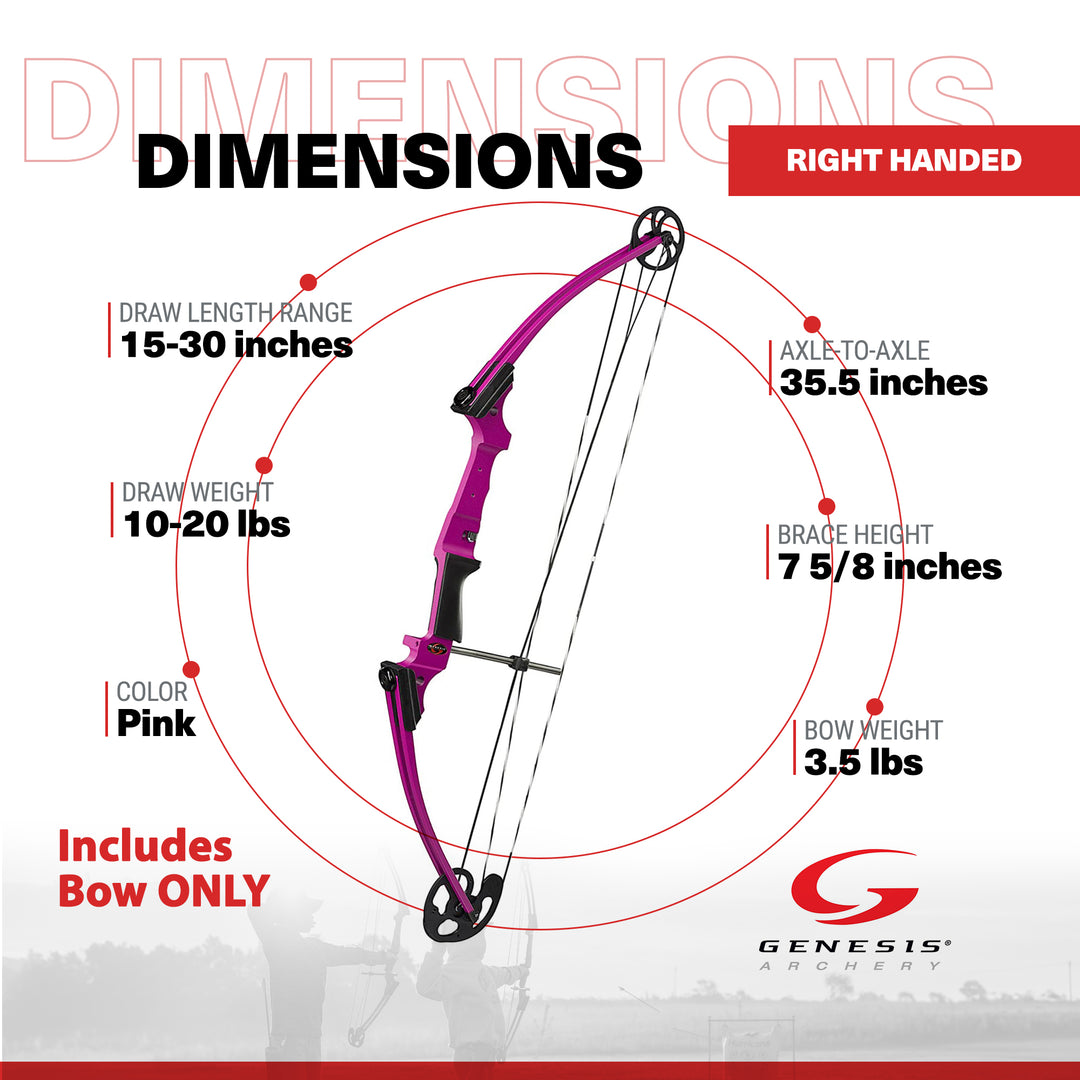 Genesis Original Archery Compound Bow w/ Adjustable Sizing, Right Handed, Purple