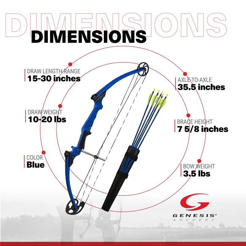Genesis Original Lightweight Archery Compound Bow & Arrow Set, Left Handed, Blue