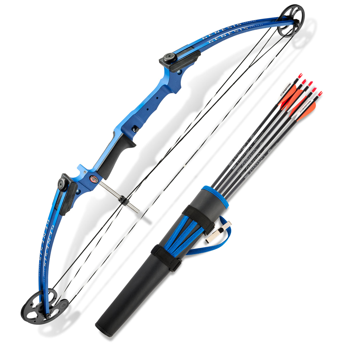 Genesis Original Archery Compound Bow and Arrow Set, Draw Hand-Left, Blue - VMInnovations