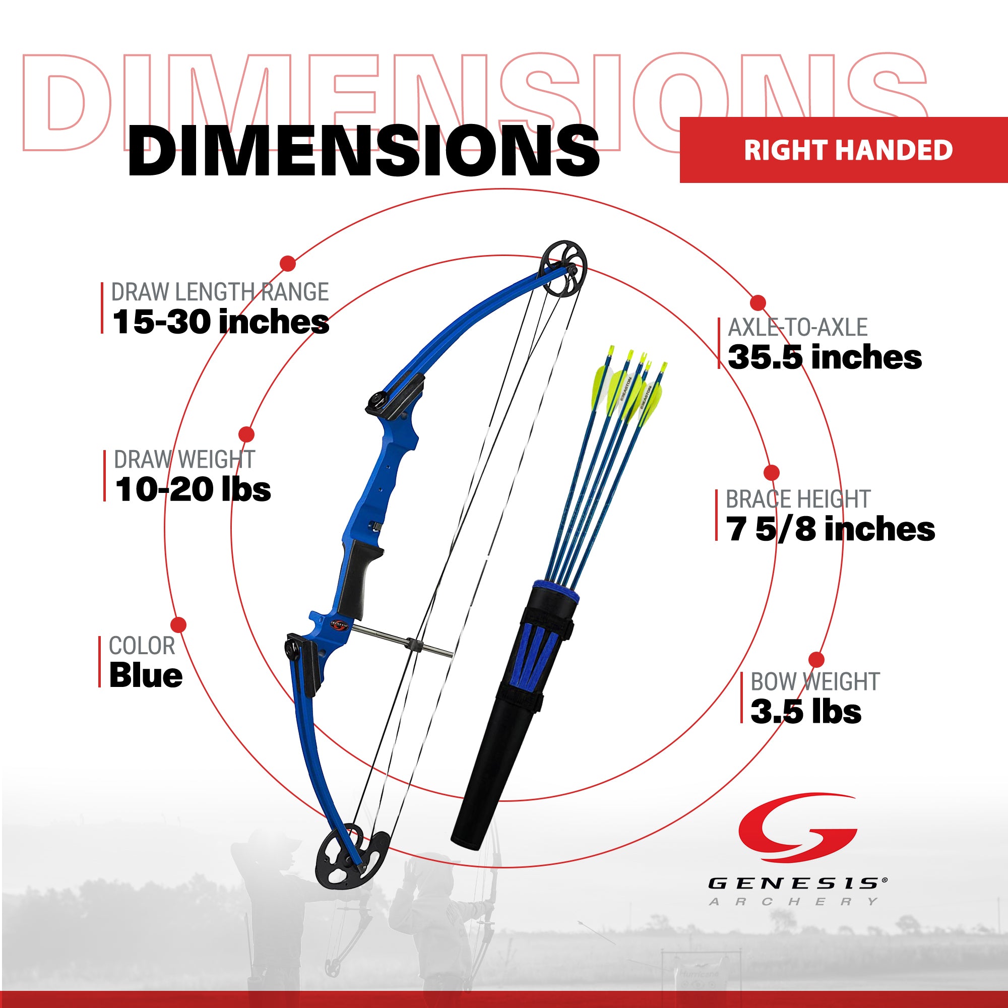 Genesis Archery Original Blue Target Practice Bow Kit, Right Handed (For Parts) - VMInnovations