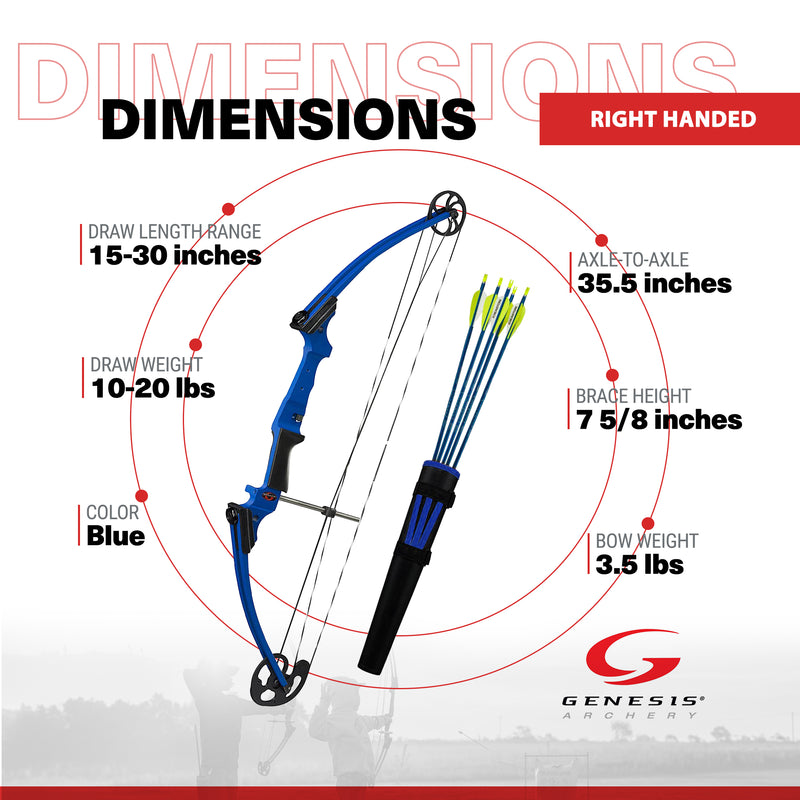 Genesis Original Archery Compound Bow and Arrow Set, Draw Hand-Right, Blue