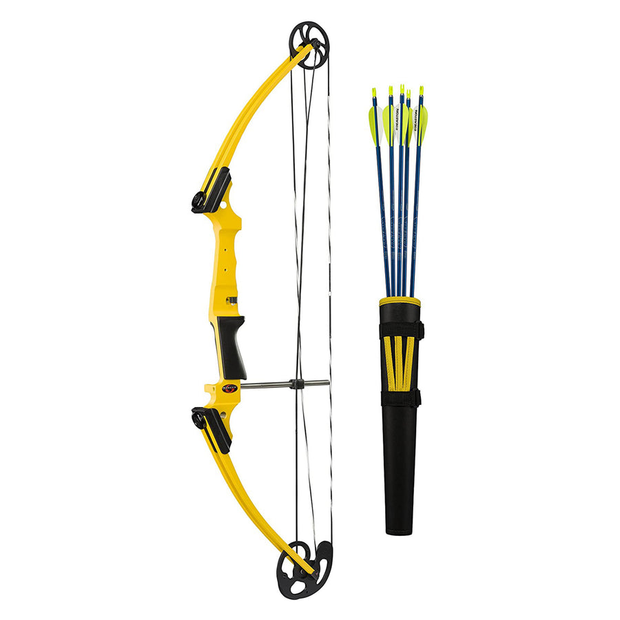 Genesis Original Archery Compound Bow/Arrow Set, Left Handed, Yellow (Open Box) - VMInnovations