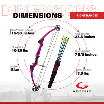 Genesis Archery Purple Original Target Practice Bow Kit, Right Handed (Used) - VMInnovations