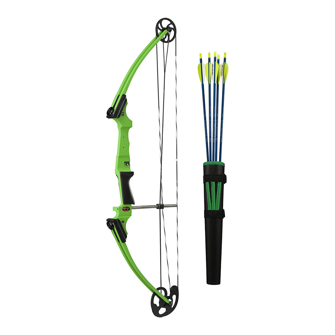 Genesis Original Archery Compound Bow and Arrow Set, Draw Hand-Left, Green