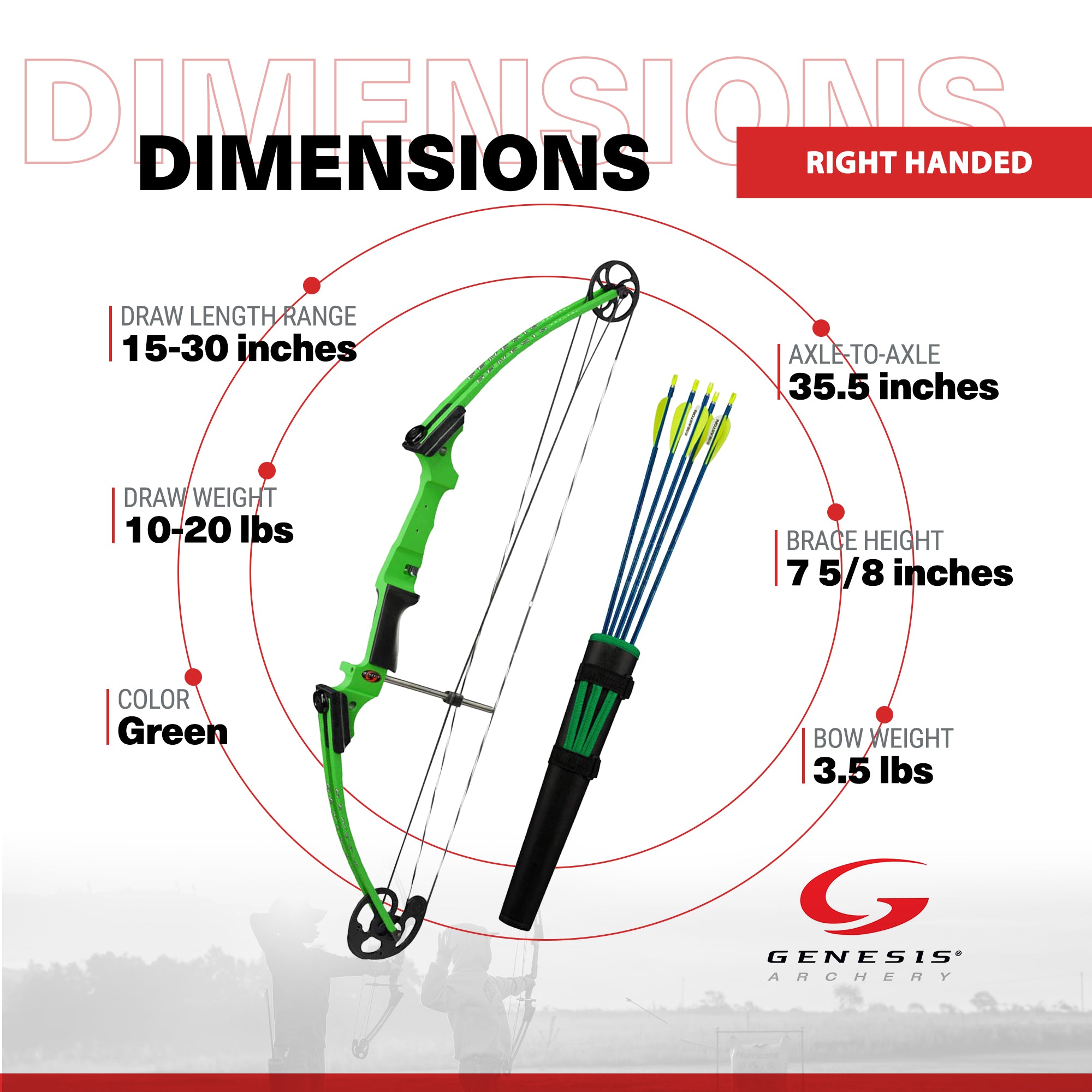 Genesis Archery Green Compound Target Practice Bow Kit, Right Handed (Open Box) - VMInnovations