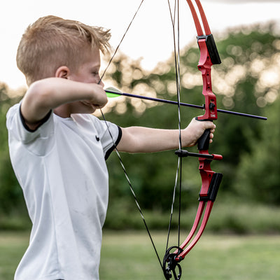 Genesis Mini, Youth Compound Bow & Arrow Kit with Quiver, Draw Hand-Right, Blue