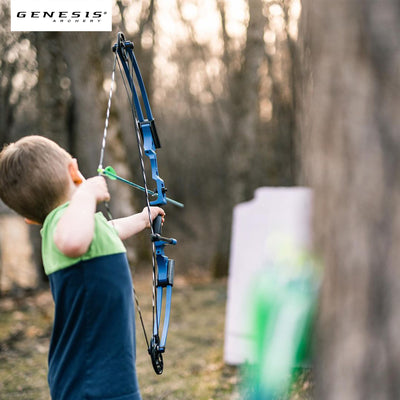 Genesis Archery New Mathews Left Hand Mini Youth Bow Archery Kit, Blue (Used)