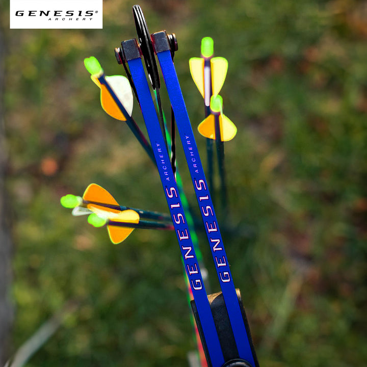 Genesis Archery Mathews Left Hand Mini Youth Bow Archery Kit, Blue (Open Box) - VMInnovations