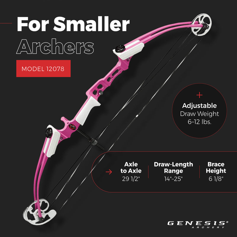 Genesis Mini, Youth Compound Bow and Arrow Kit, Left Handed, Pink (Open Box)
