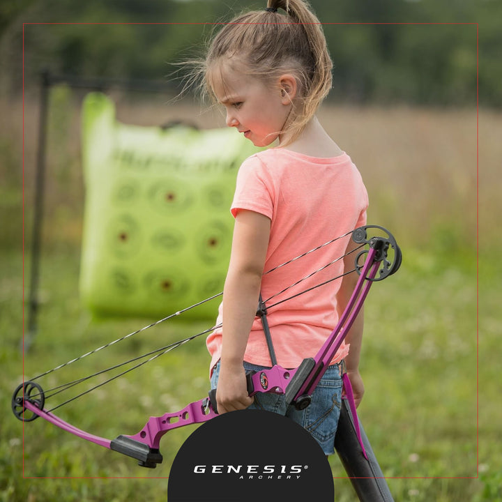 Genesis Mini, Youth Compound Bow and Arrow Kit, Left Handed, Pink (Open Box) - VMInnovations