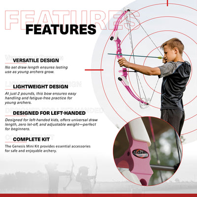 Genesis Kids Left Hand Bow Kit with Belt Tube Quiver and Aluminum Arrows (Used) - VMInnovations