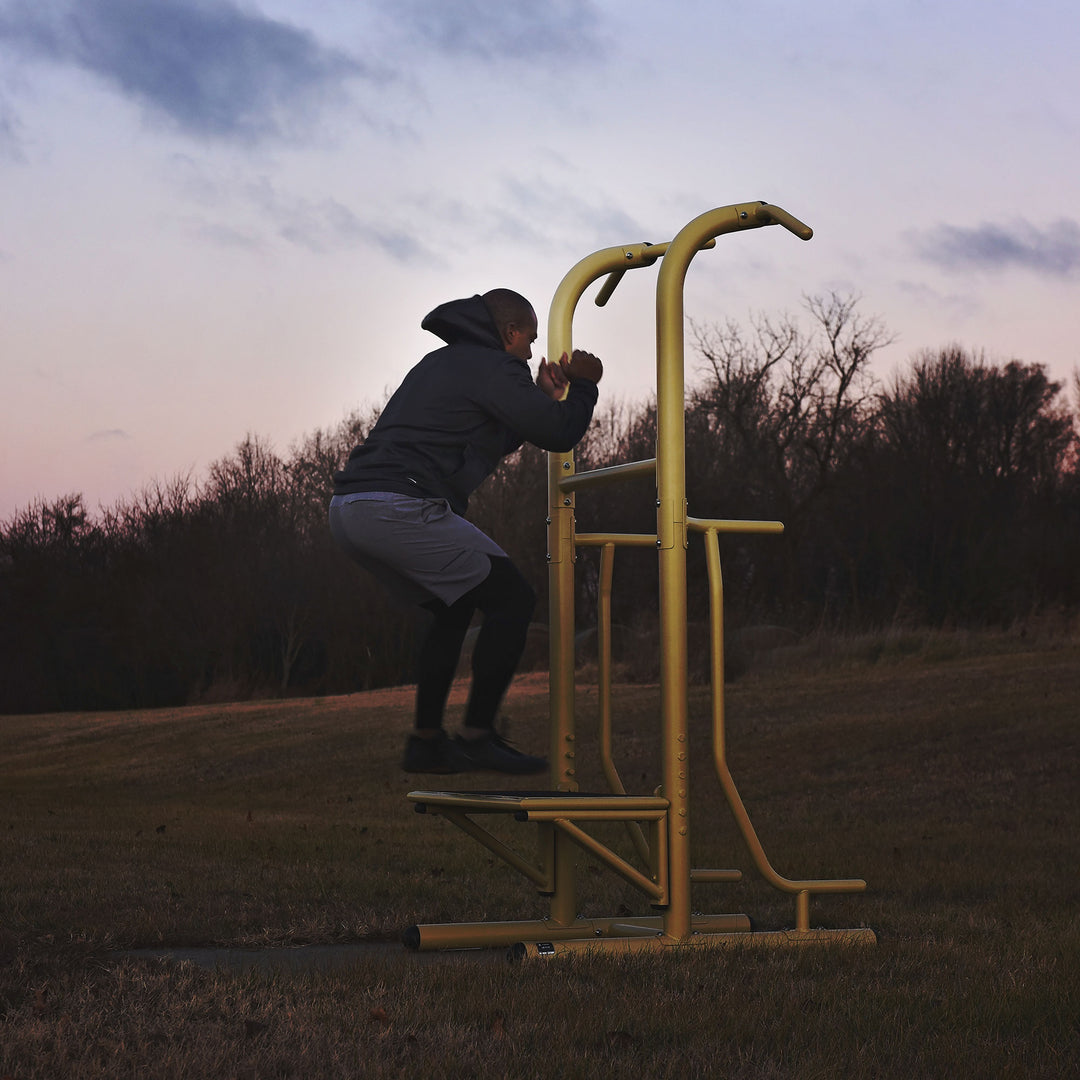 Stamina Weather-Resistant Outdoor Fitness Power Tower Pro Station Gold(Open Box) - VMInnovations