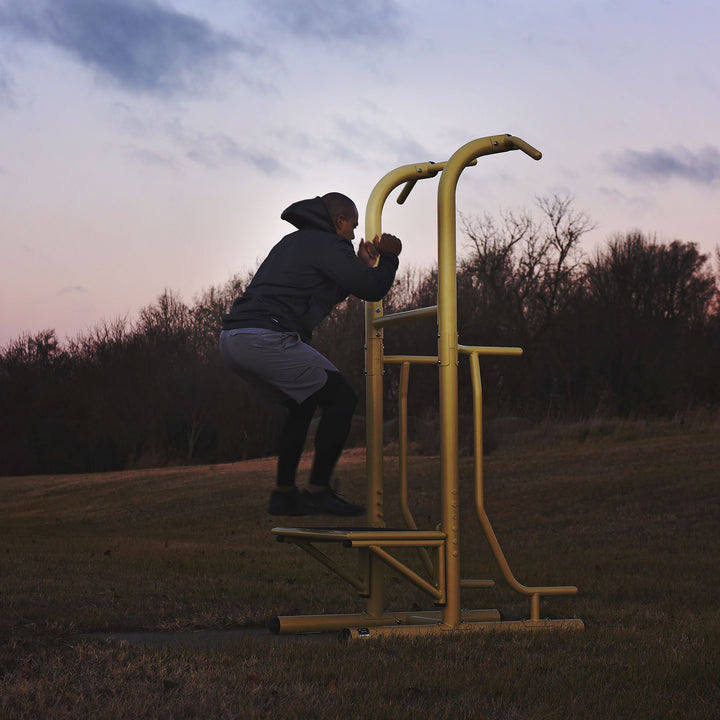 Stamina Weather-Resistant Outdoor Fitness Power Tower Pro Station Gold(Open Box) - VMInnovations