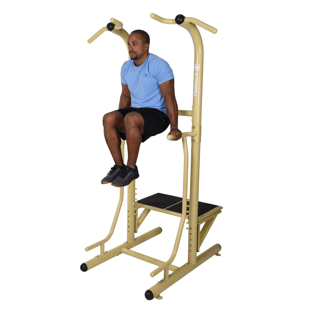 Stamina 65-1485 Weather-Resistant Fitness Power Tower Pro Station, Gold (Used) - VMInnovations