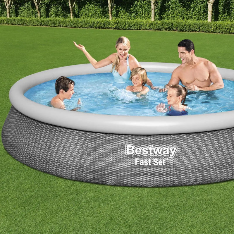 Bestway 57375E-BW 13ft x 33in Round Inflatable Above Ground Pool Kit (Used)