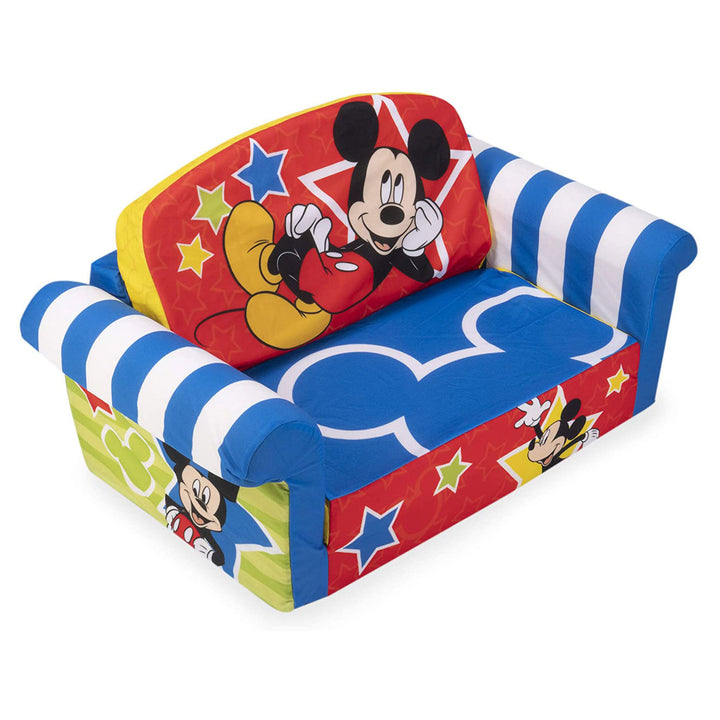 Marshmallow Furniture 2 Pack Kids 2-in-1 Flip Open Foam Sofa Bed, Mickey Mouse