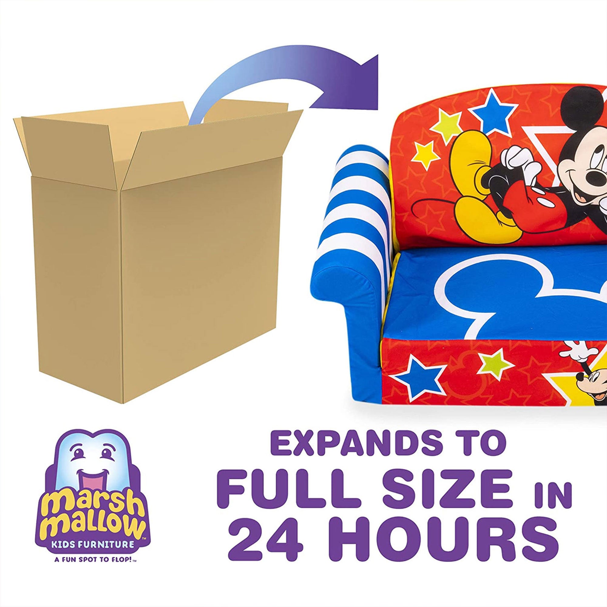Marshmallow Furniture Children's 2 in 1 Flip Open Foam Kids Sofa (Open Box) - VMInnovations
