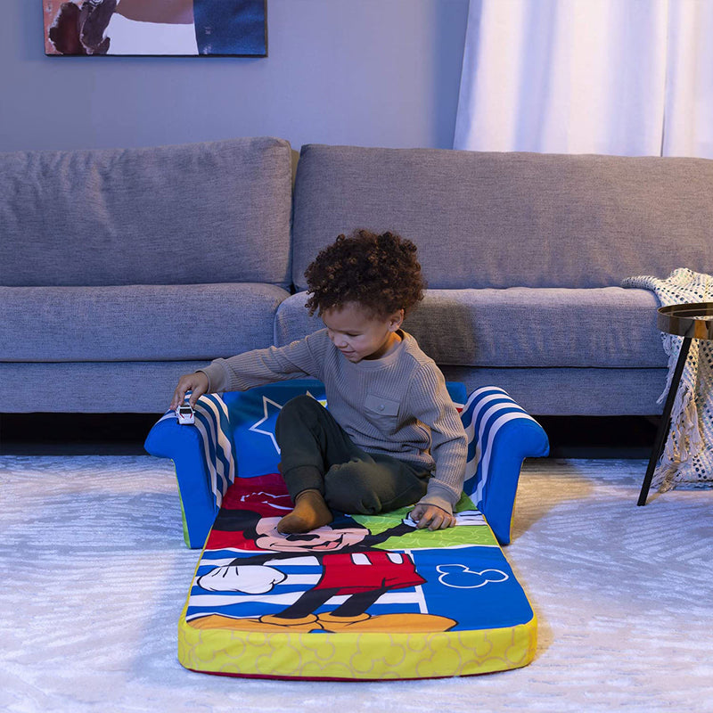 Marshmallow Furniture Kids 2-in-1 Flip Open Foam Compress Sofa Bed, Mickey Mouse