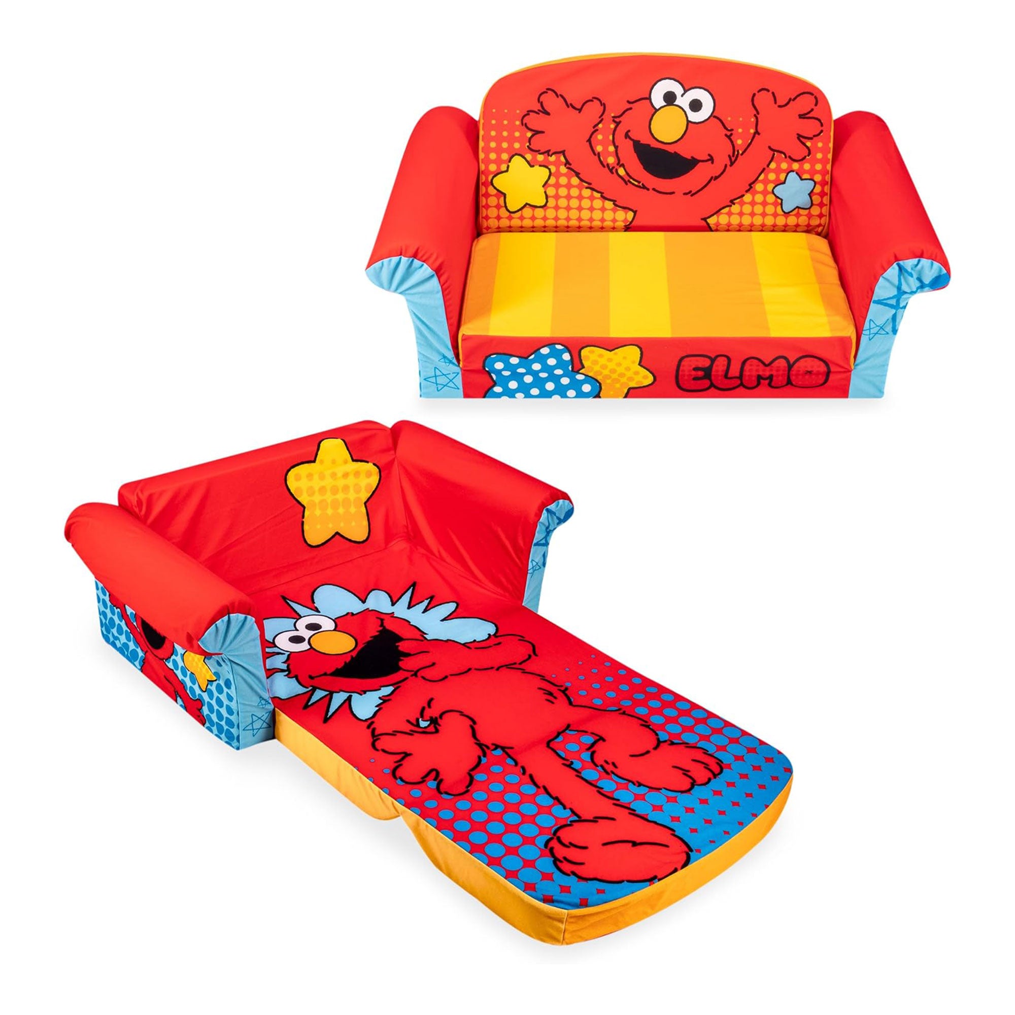 Marshmallow Furniture Children's Flip Open Kids Sofa, Sesame Street Elmo (Used) - VMInnovations