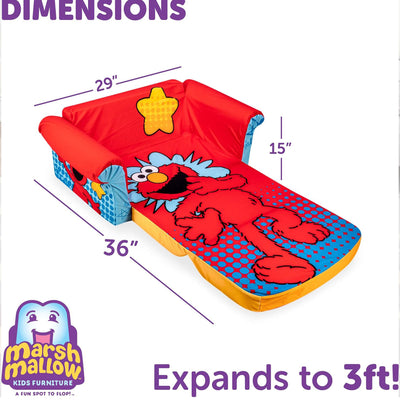 Marshmallow Furniture Kids 2-in-1 Flip Open Foam Sofa Bed, Sesame Street Elmo