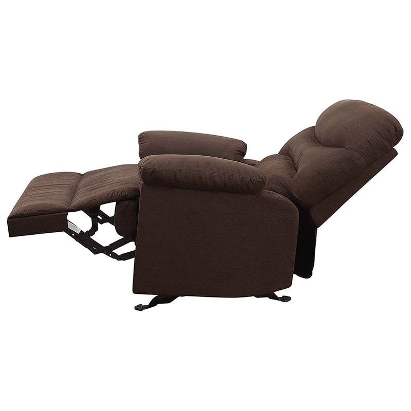 ACME Arcadia Microfiber Recliner Chair with External Handle, Chocolate (Used)