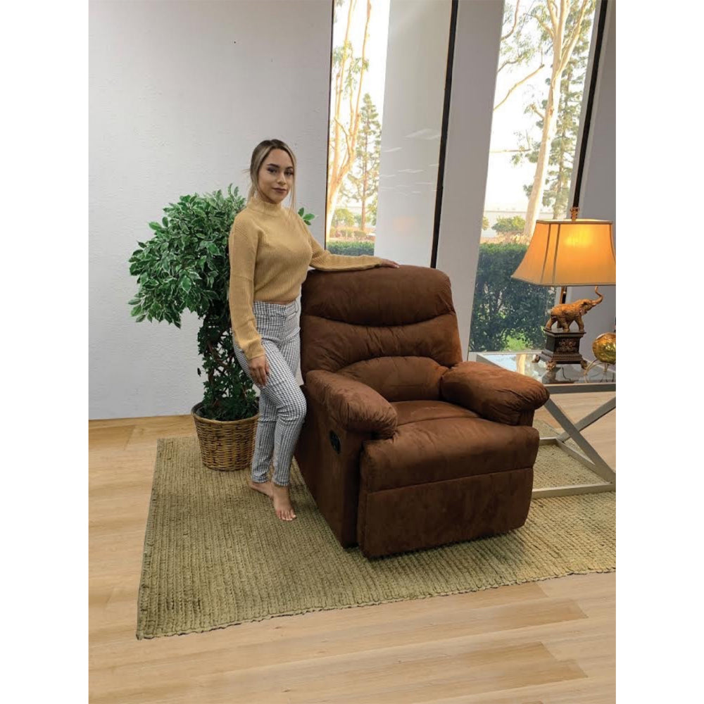 ACME Arcadia Smooth Microfiber Recliner Chair with External Handle, Chocolate