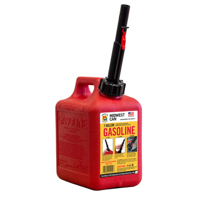 Midwest Can Company 1210 1 Gallon Gas Can Fuel Container Jugs w/ Spout (4 Pack) - VMInnovations