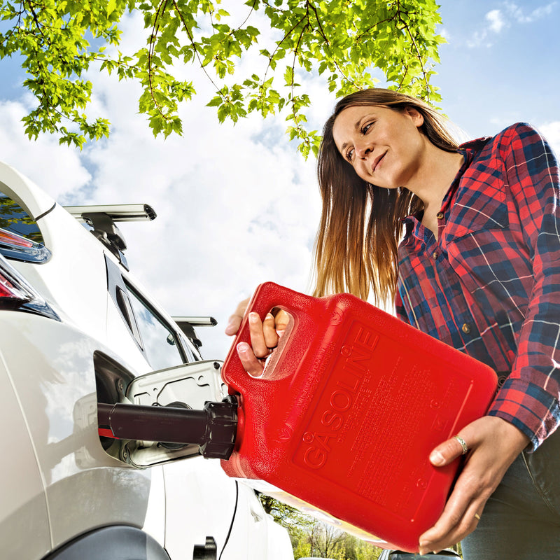 Midwest Can Company 1 Gallon Gas Can Fuel Container Jug with Spout, Red (2 Pack)