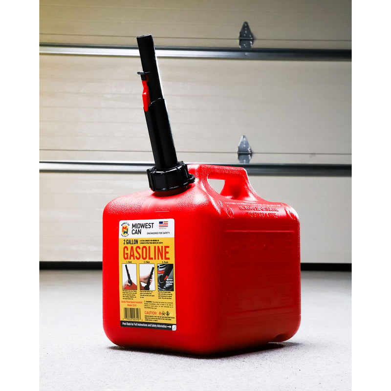 Midwest Can Company 2310 2 Gallon Gas Can Fuel Container Jugs w/ Spout (4 Pack)