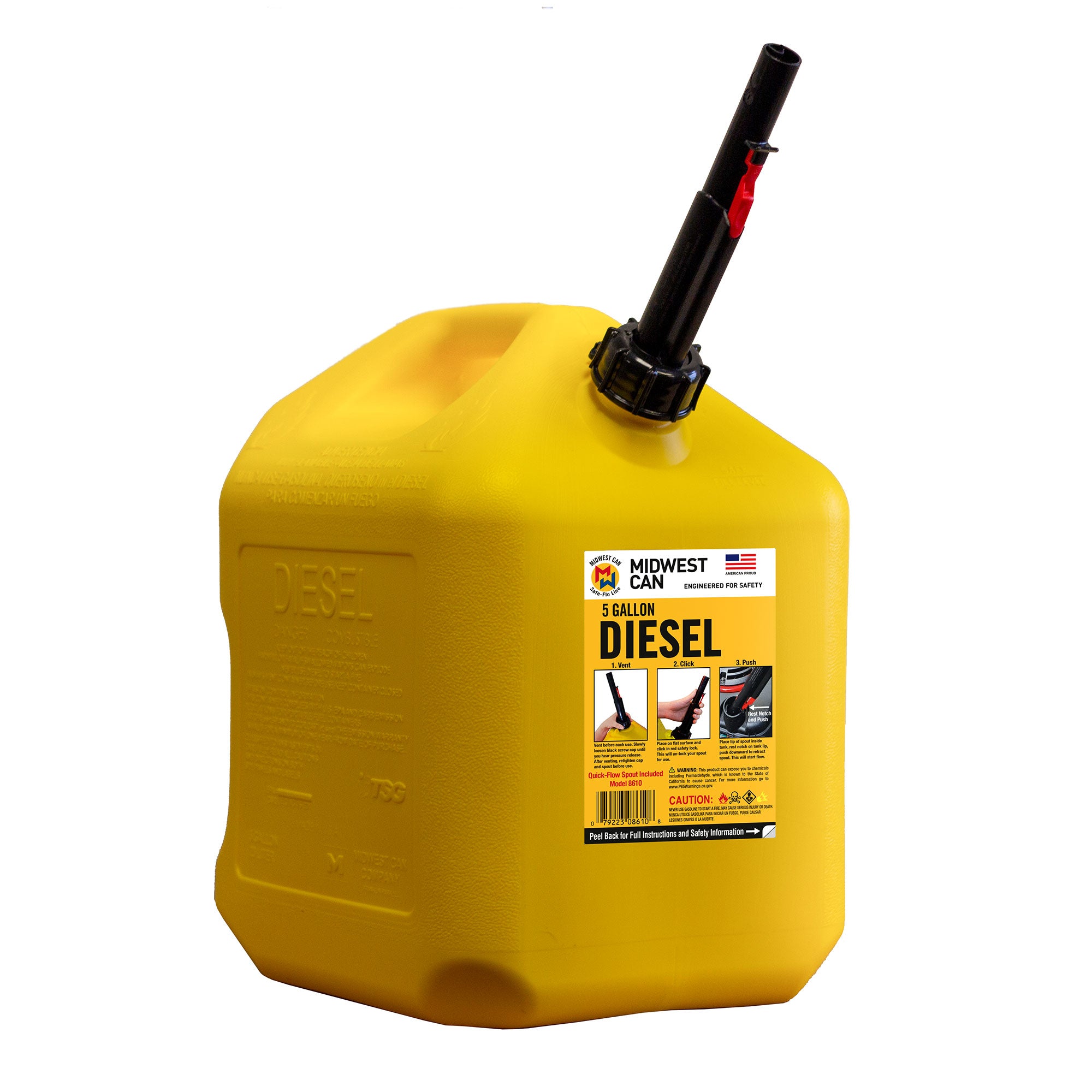 Midwest Can Company 5 Gallon Diesel Can Fuel Container Auto Shut Off (Open Box) - VMInnovations