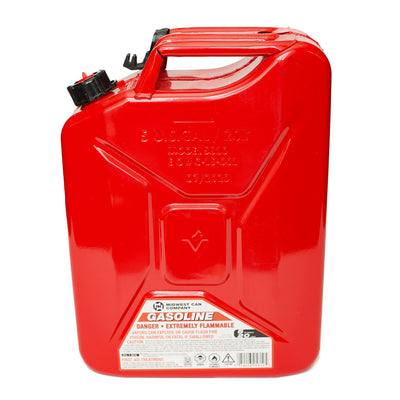 Midwest Can Company 5-Gallon Metal Gas Can with Quick Flow Spout, Red (2 Pack)