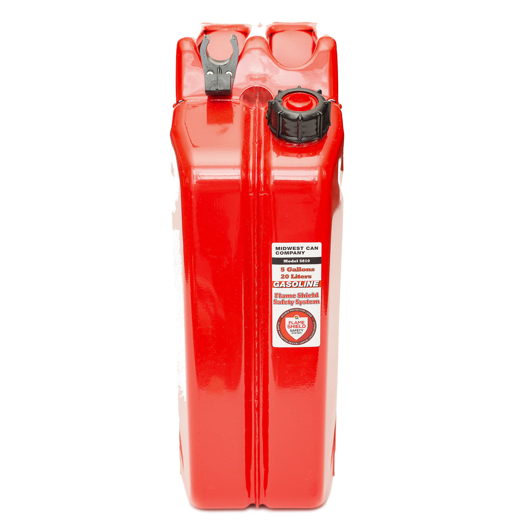 Midwest Can Company 5-Gallon Durable Metal Gas Can with Quick Flow Spout, Red - VMInnovations