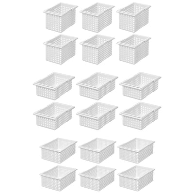 Like-It Universal Stacking Plastic Storage Organizer 18 Piece Set 3 Sizes, White