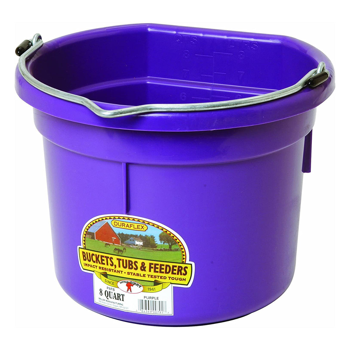 Little Giant P8FBPURPLE 2 Gallon All Purpose Flat Back Plastic Bucket (Open Box)