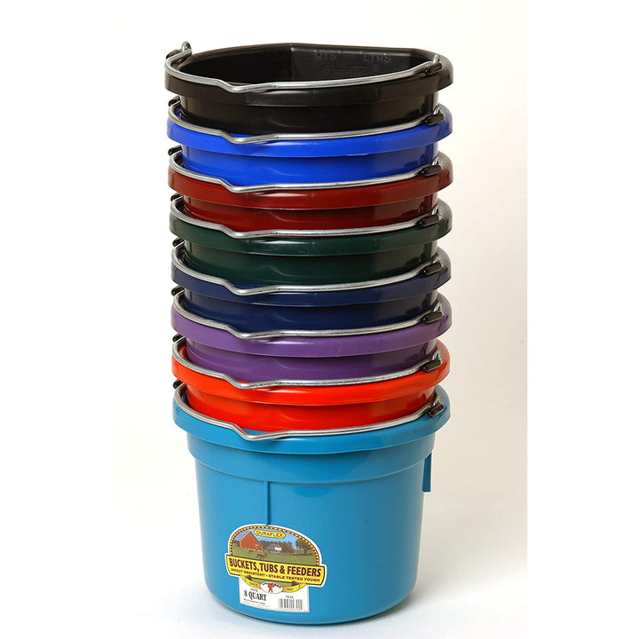 Little Giant 2 Gallon All Purpose Flat Back Plastic Bucket, Purple, (6 Pack)