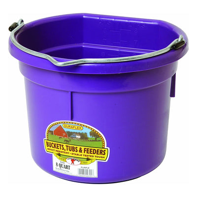 Little Giant 2 Gallon All Purpose Flat Back Plastic Bucket, Purple, (12 Pack)