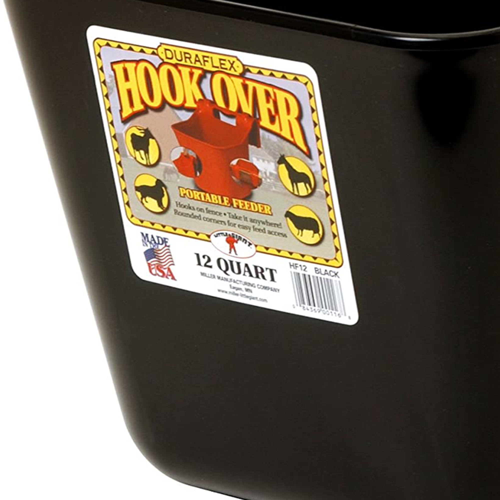 Little Giant HF12BLACK Heavy Duty 12 Quart Mountable Plastic Hook Feeder, Black - VMInnovations