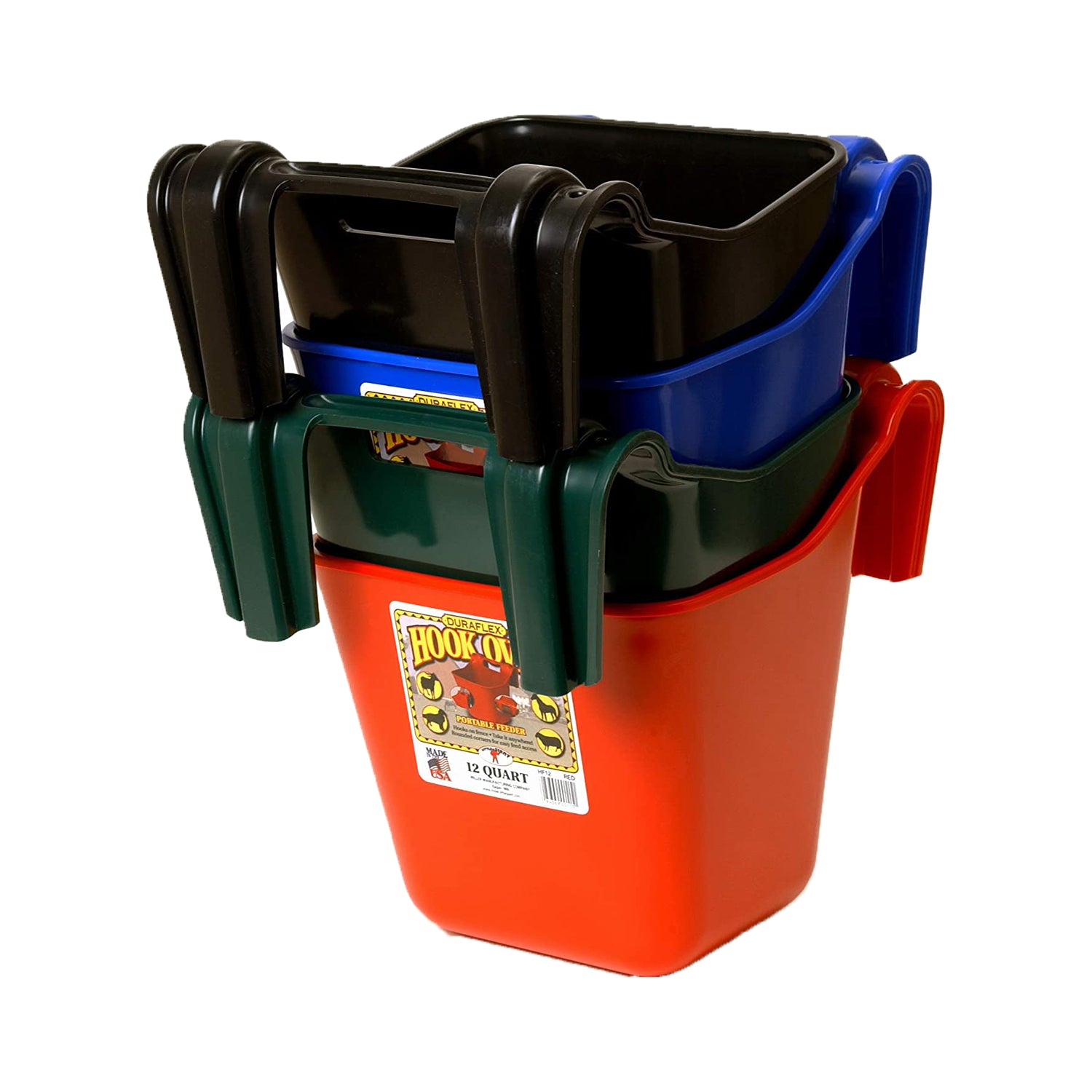 Little Giant HF12BLACK 12 Quart Mountable Plastic Hook Feeder, Black (4 Pack) - VMInnovations