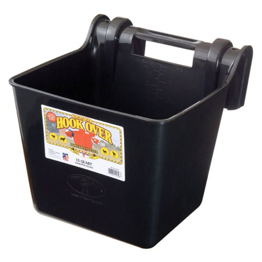 Little Giant Heavy Duty 15 Quart Mountable Plastic Hook Feeder, Black (Open Box) - VMInnovations