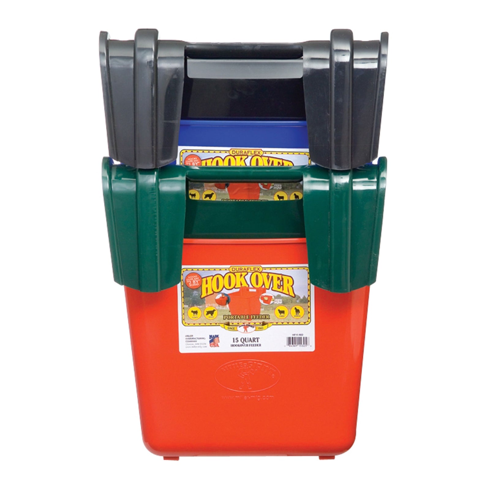 Little Giant HF15BLACK Heavy Duty 15 Quart Mountable Plastic Hook Feeder, Black - VMInnovations