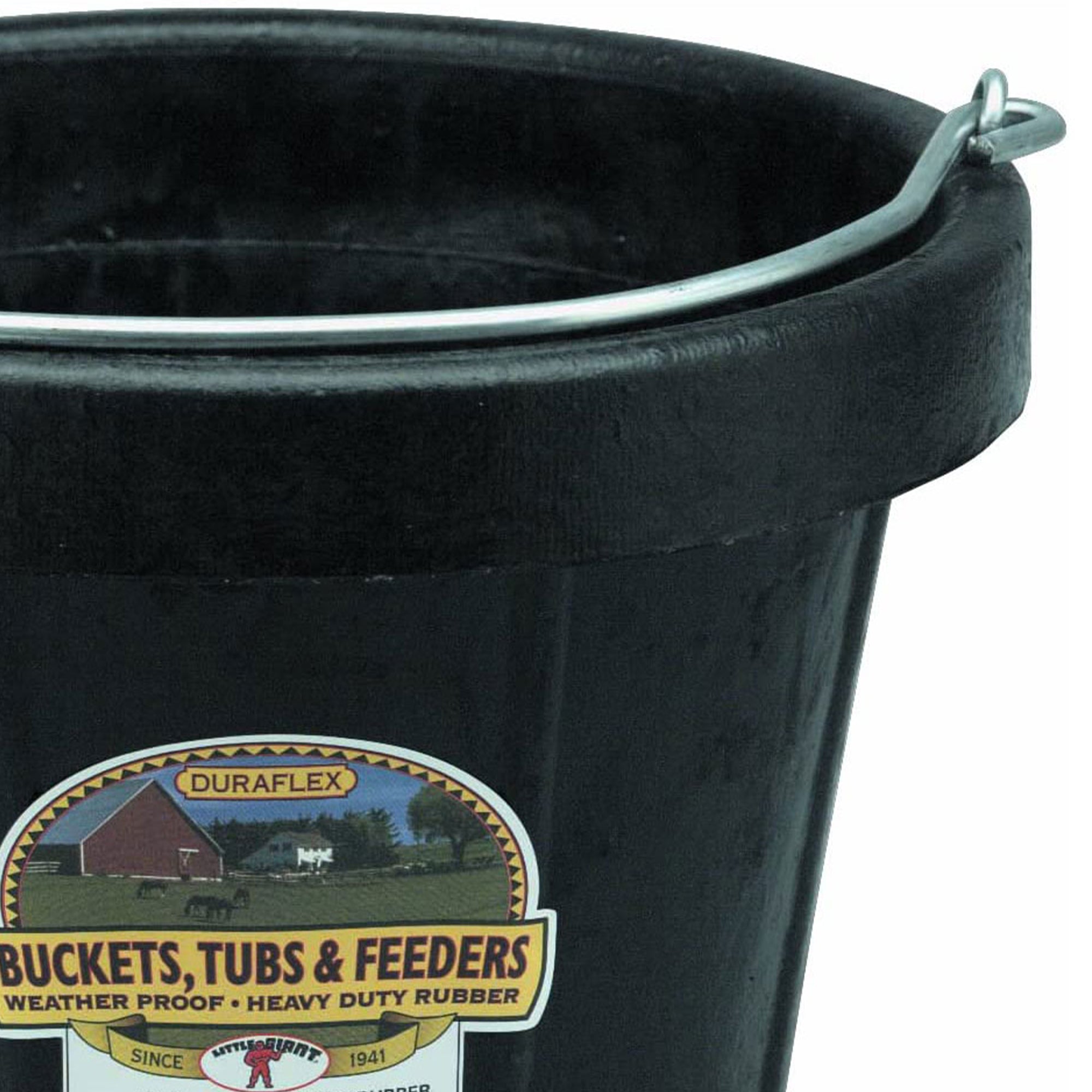 Little Giant 12 qt Flexible All-Purpose Rubber Bucket w/ Steel Handle (6 Pack)