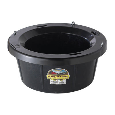Little Giant Rubber Tub with Metal Hanging Hooks 6.5 Gallon, Black (6 Pack)