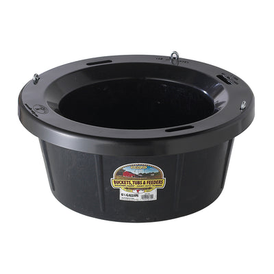 Little Giant Rubber Tub with Metal Hanging Hooks 6.5 Gallon Capacity, Black