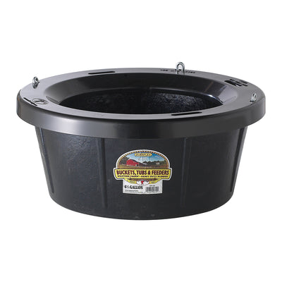 Little Giant Rubber Tub with Metal Hanging Hooks 6.5 Gallon, Black (4 Pack)