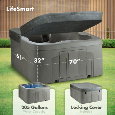 LifeSmart 4 Person Plug and Play Square Hot Tub Spa, Gray (For Parts)