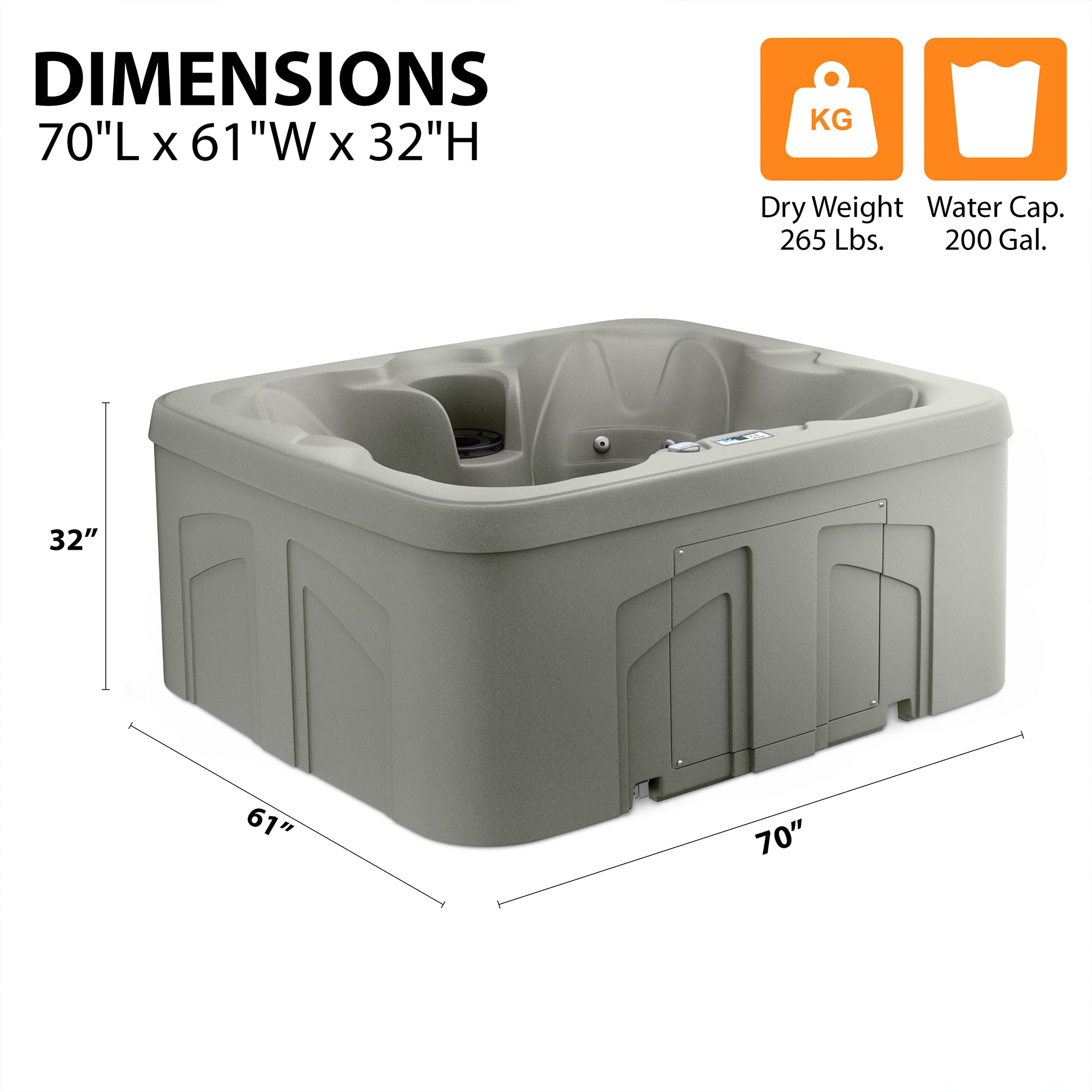 LifeSmart 4 Person Plug and Play Square Hot Tub Spa, Gray (For Parts) - VMInnovations