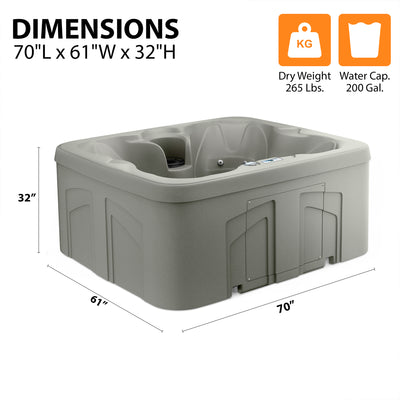 LifeSmart 4 Person Plug and Play Square Hot Tub Spa, Gray (For Parts) - VMInnovations