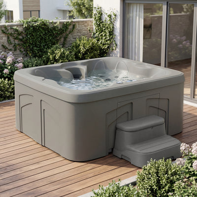 LifeSmart 4 Person Plug and Play Square Hot Tub Spa, Gray (For Parts) - VMInnovations