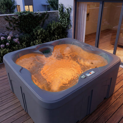 LifeSmart 4 Person Plug and Play Square Hot Tub Spa, Gray (For Parts) - VMInnovations
